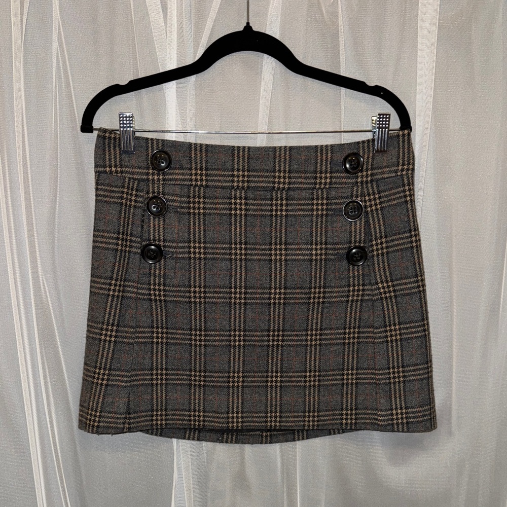 GAP Black and Gray Plaid Mini Skirt